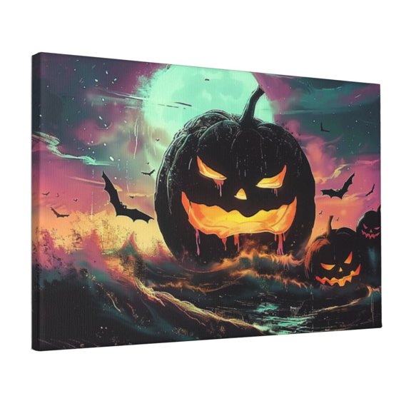 12x18 inch Paintings On Canvas Moonlit Pumpkin,Restaurant,Hotels,Cafes,Apartment Decor Wall Art Canvas Hanging Picture,Enchanting Pumpkin Modern Style Poster Prints,Gifts For Pumpkin Lovers