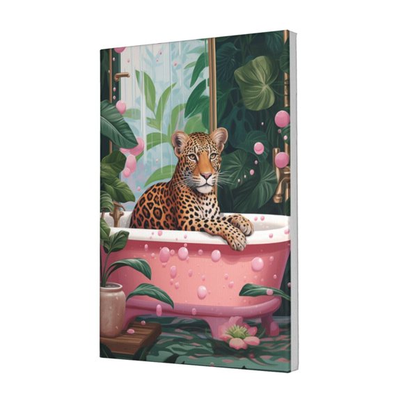 12x18 inch Paintings On Canvas The Bathing Time Of Leopards,Bathroom Decor Accessory,Modern Style Bathing Time Of Leopards Decorative Painting,Gift For Leopards Lovers,For Man Cave,Bar,Cafes