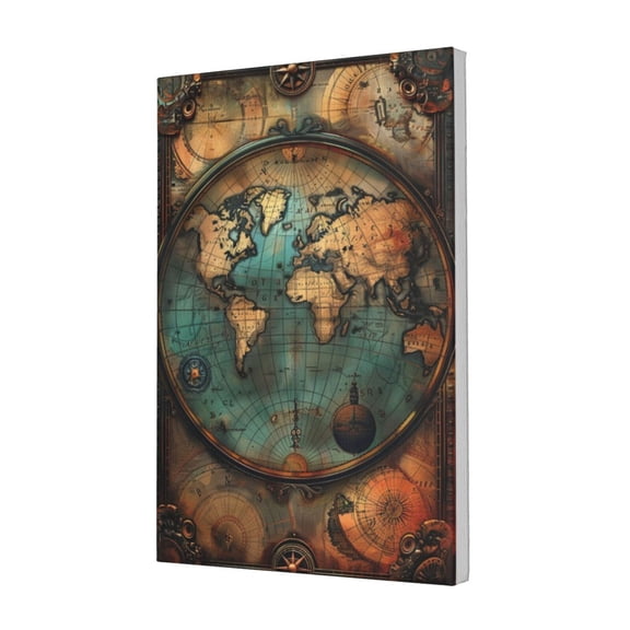 12x18 inch Paintings On Canvas Wall Decor Vintage Earth Map,Club,Library,Living Room,Bedroom Wall Decor Painting Prints,Enchanting Earth Map Decorative Poster,For Apartment,Man Cave,Book Room