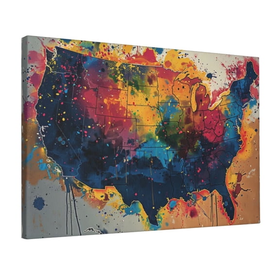 12x18 inch Picture Canvas Colorful Map Of America Graffiti,Rustic Living Room,Study,Living Room,Kitchen Wall Decor Prints,Gift For Map Lovers,Modern Style Map Of America Graffiti Poster Gift