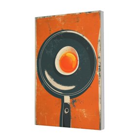 12x18 inch Poached Eggs In A Frying Pan Oil Paintings On Canvas,Classic Villa Kitchen Wall Art Decor Posters & Prints,Living Room,Studio,Kitchen,Bathroom Decor Canvas Painting,For Bar,Tavern