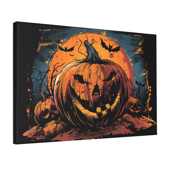 12x18 inch Pumpkin Night Canvas Frameless Painting,Farmhouse Living Room,Man Cave,Bathroom,Study Wall Decor Poster Prints,Enchanting Pumpkin Night Art Canvas Pictures,Gift For Pumpkin Lovers