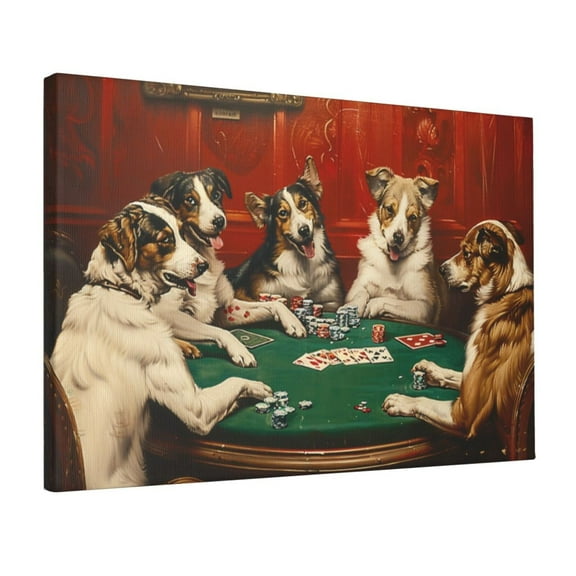 12x18 inch Recreation Room Wall Decor Poker Playing Dogs Paintings Canvas,Rustic Bar,Tavern,Man Cave,Recreation Hall Decor Wall Art Poster & Prints,Gifts For Dog & Poker Lovers,Indoor Decor