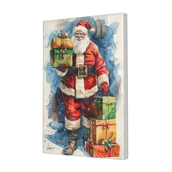 12x18 inch Santa Claus Gives Gifts Oil Paintings On Canvas,Enchanting Festival Decoration,Bathroom,Studio,Lounge Wall Decor Canvas Pictures,Modern Style Santa Claus Canvas Decoration Posters