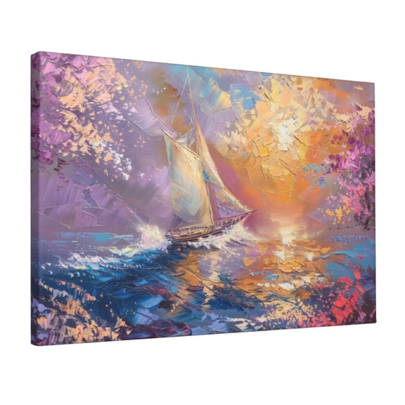 12x18 inch Sea Sailboats & Setting Sun Canvas Hanging Picture,Room Decor For Men,Home Living Room,Bathroom,Bedroom Wall Art Prints Decor Poster,Gift For Sailing Lovers,For Cafes,Tavern,Hotels