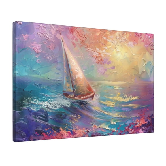 12x18 inch Sea Sailboats & Setting Sun Oil Painting Canvas,Bathroom Canvas Decor Accessory,Indoor Bedroom,Living Room,Bathroom Wall Art Decor Paintings Poster,For Sailing Enthusiasts Gifts