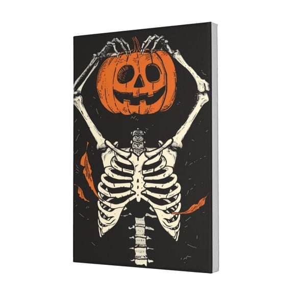 12x18 inch Skull Pumpkin Head Yard Garden Decor Canvas Pictures,Cafes,Man Cave,Lounge,Hotels Wall Decor Art Prints,Fun Holiday Decoration,Gift For Pumpkin Enthusiast,Bar,Man Cave,Bedroom,Yard