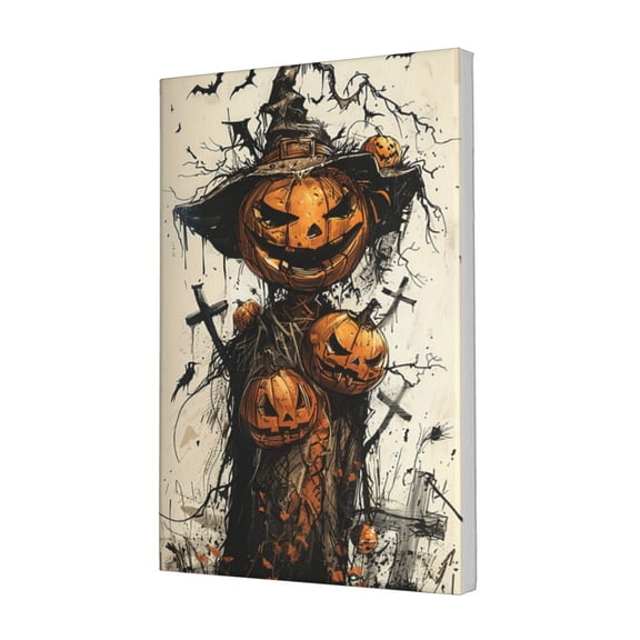12x18 inch Yard Decor Pumpkin Scarecrow Frameless Canvas Painting,Pastoral Yard,Living Room,Study,Bedroom Wall Art Prints Decor,Gift For Scarecrow Lovers,Exquisite Festival Decoration Poster