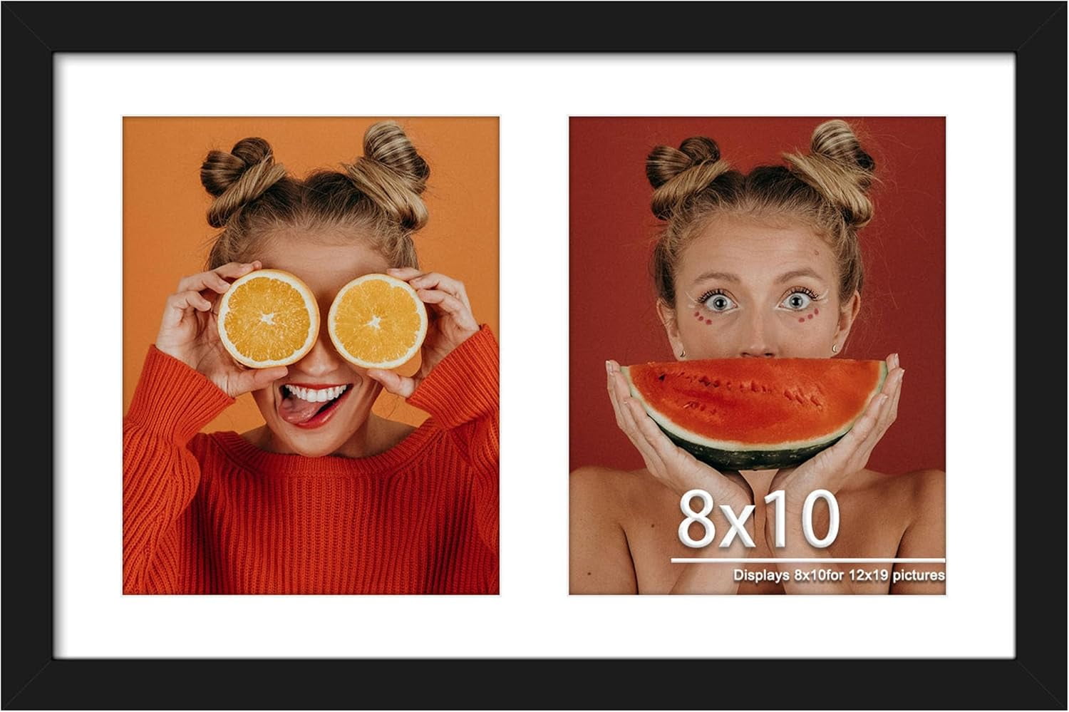 12x19 Double Picture Frame 8x10 Displays Two 8x10 inch Photos Collage ...