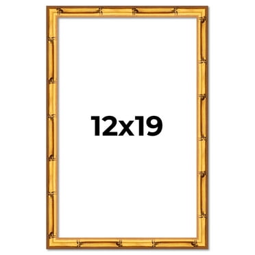 12x19 Frame Gold Bamboo Solid Wood Picture Frame | 1 Inch Moulding Width | Interior Frame Depth