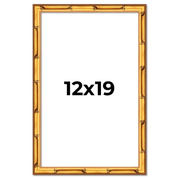 12x19 Frame Gold Bamboo Solid Wood Picture Frame | 1 Inch Moulding Width | Interior Frame Depth