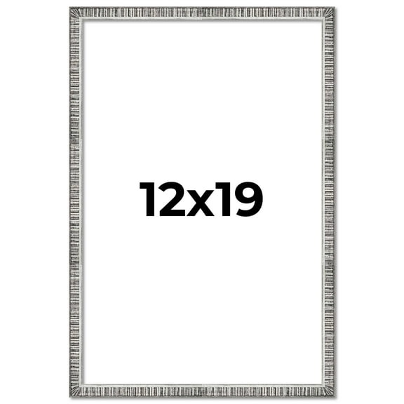 12x19 Frame Silver Grey Distressed Solid Wood Picture Frame | 0.75 Inch Moulding Width | Interior