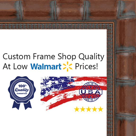12x20 - 12 x 20 Brown Bamboo Solid Wood Frame with UV Framer's Acrylic & Foam Board Backing - Great
