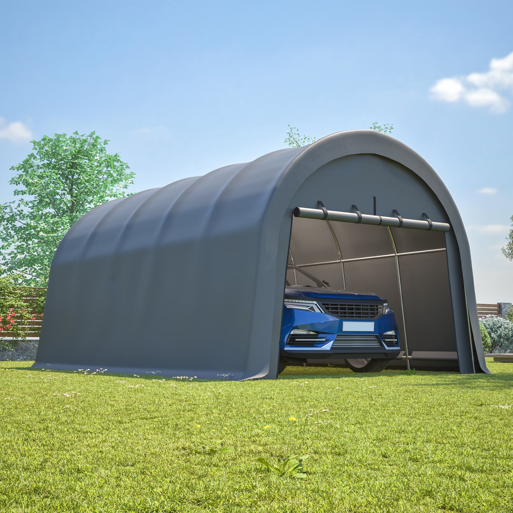 12x20 FT Heavy Duty Carport Canopy - Commercial Grade Portable Garage with Steel Frame, Waterproof Cover, Wind & Snow Resistant Outdoor Shelter for Trucks, Cars, Boats