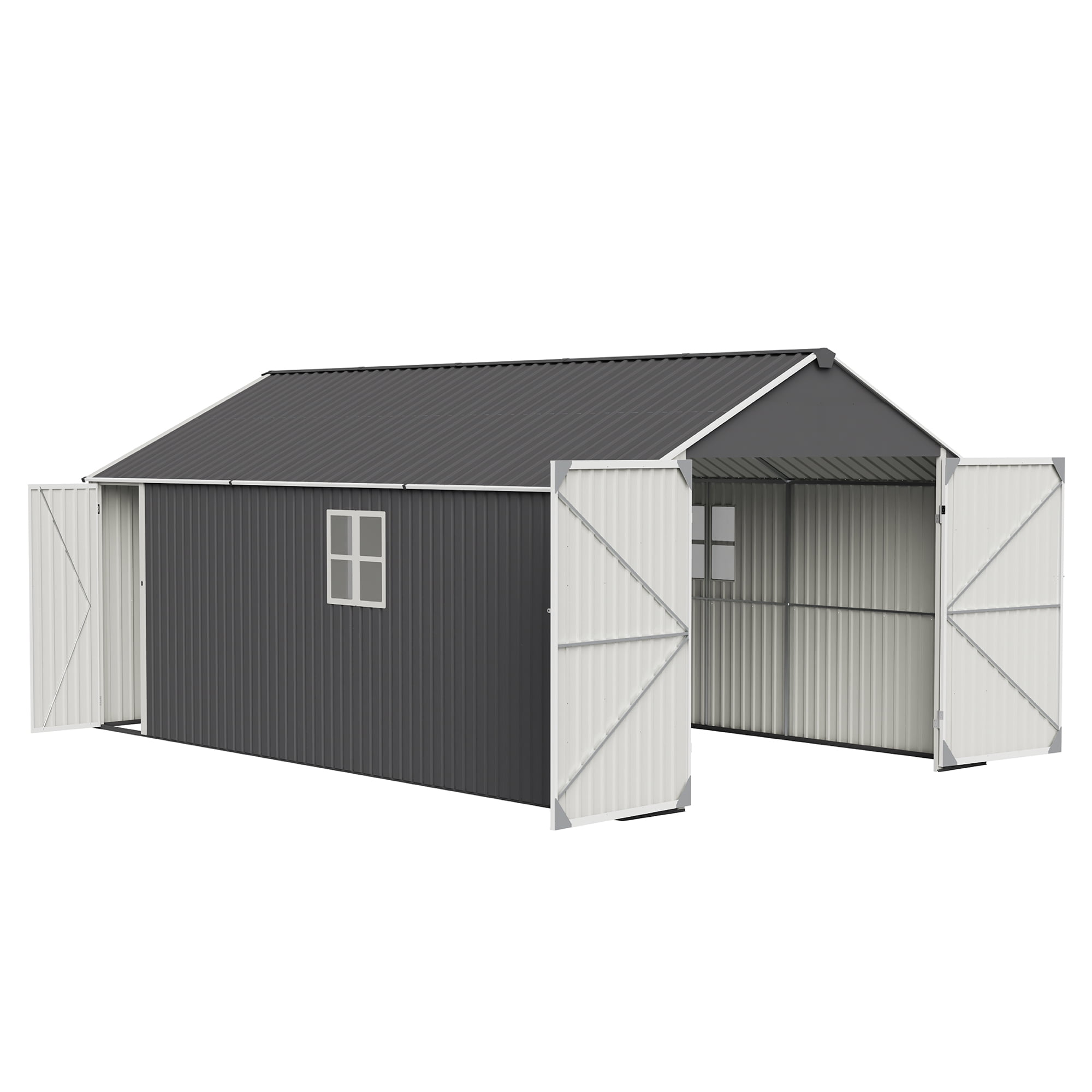 12x20 FT Heavy Duty Metal Garage Shed, Outdoor Storage Building with ...