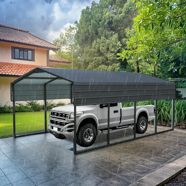 12x20 FT Metal Carport Heavy Duty with Reinforced Frame, Outdoor Garage ...