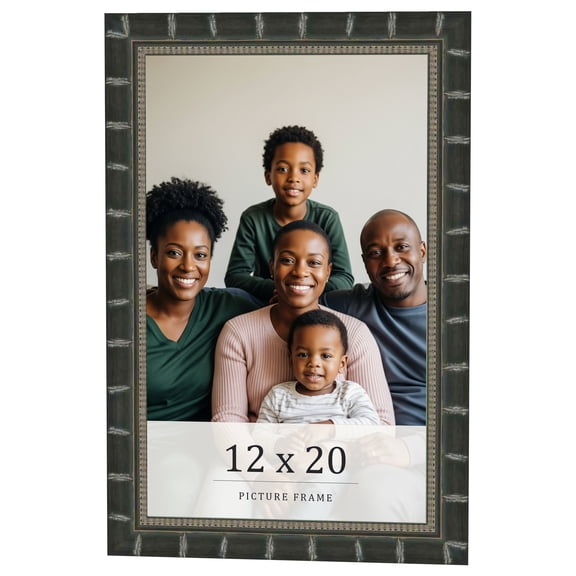 12x20 Frame Black Bamboo Solid Wood Picture Frame Width 1.5 Inches | Interior Frame Depth 0.5