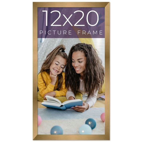 12x20 Frame Gold Bronze Solid Wood Picture Frame Width 0.75 Inches | Interior Frame Depth 0.5