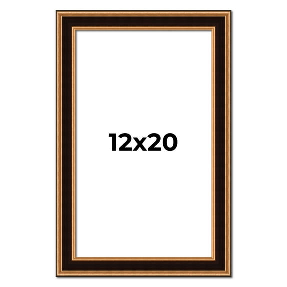 12x20 Frame Gold Brown Plein Air Vintage Solid Wood Picture Frame | 1.75 Inches Moulding Width |
