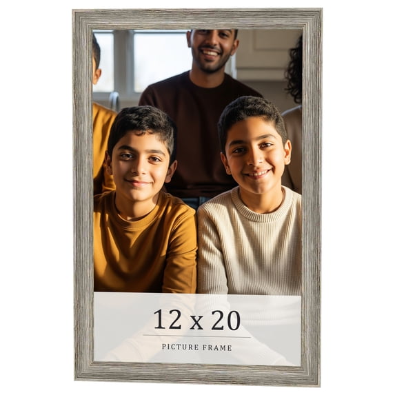 12x20 Frame Grey Solid Wood Picture Frame Width 1 Inches | Interior Frame Depth 0.5 Inches |