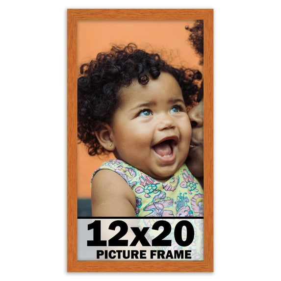 12x20 Frame Honey Pecan Brown Picture Frame - Modern Photo Frame Includes UV Acrylic Shatter Guard