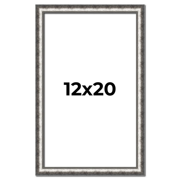 12x20 Frame Silver Real Wood Picture Frame Width 1.125 Inches | Interior Frame Depth 0.5 Inches |