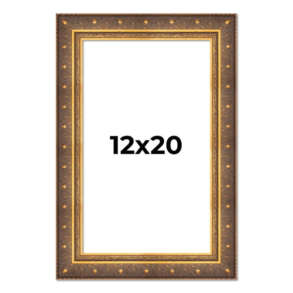 12x20 Frame Vintage Gold Solid Wood Picture Frame | 2.5 Inch Moulding Width | Ornate Bronze Museo