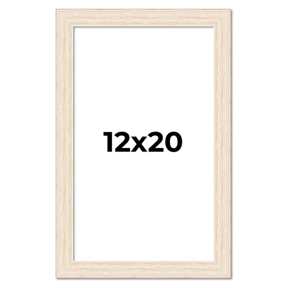 12x20 Frame White Barnwood Picture Frame Includes UV Acrylic Plexiglass, Acid Free Foam Backing