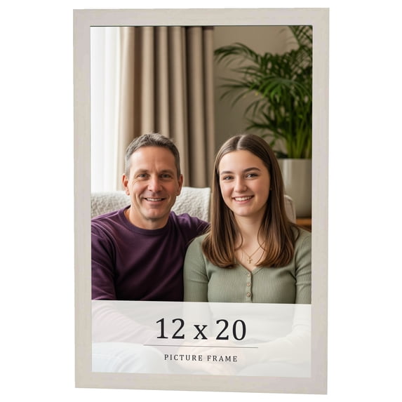 12x20 Frame White Wheat Solid Wood Picture Frame | Moulding Width 0.75 Inches | Interior Depth 0.5