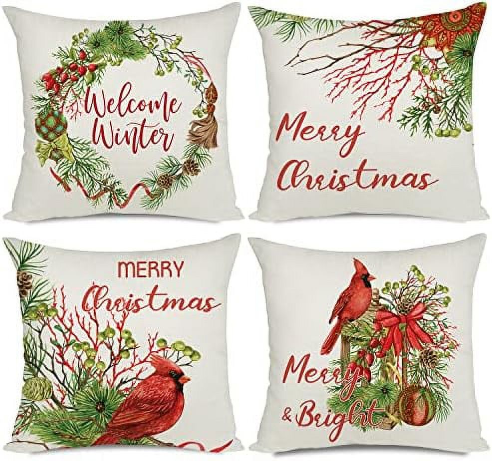 12x20 Green Christmas Pillow Covers Decorative Farmhouse Merry