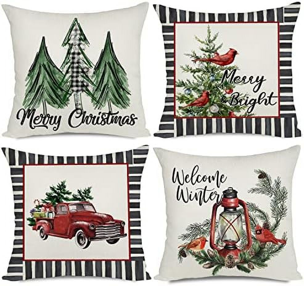12x20 Green Christmas Pillow Covers Decorative Farmhouse Merry