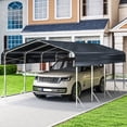 thumbnail image 1 of YOKWOK 20'x12' Heavy Duty Metal Carport Sturdy Structure, All Weather Protection, Easy Assembly for Cars, Trucks, Boats, Tractors, and Outdoor Storage, Grey, 1 of 8