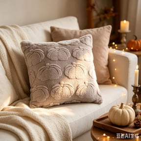 12x20 Inch Fall Pumpkin Plush Throw Pillow Cover, Pumpkin Cushion Case, Solid Color Soft Fluffy Square Pillowcase for Halloween Thanksgiving Farmhouse Sofa Couch Home Decor