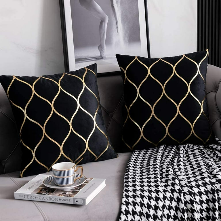 12x20 Inch Gold Velvet Throw Pillow Covers 2 Pack Rectangular Decorative