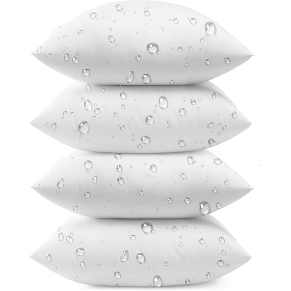 12x20 Inch Outdoor Pillow Inserts Set of 4 White Waterproof Lumbar Cushions