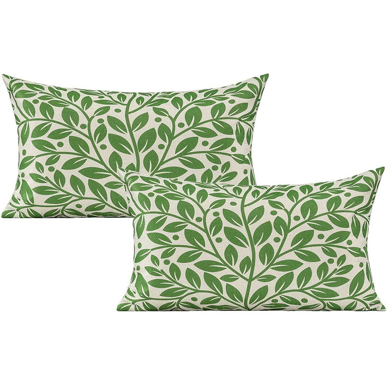 Green Outdoor Summer Pillow With Insert, Porch Decor, Outdoor