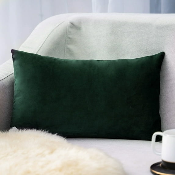 12x20 Inch Velvet Lumbar Pillow Cover, Decorative Rectangle Dark Green Pillow Covers, Soft Chenille Lumbar Throw Pillow Cover for Sofa Bedroom St. Patrick's Day Decor (No Insert)