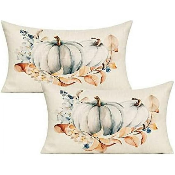 12x20 Lumbar Throw Pillow Covers Set of 2 Fall Thanksgiving Outdoor Autumn Patio Decor Halloween Decorative Decrorations for Couch Porch Furniture,Pumpkin
