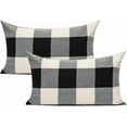 thumbnail image 1 of 12x20 Set of 2 Black White Outdoor Throw Pillow Covers Buffalo Check Plaids Lumbar Farmhouse Retro Checkers Cotton Linen Cushion Cover Home Decor for Sofa Couch, 1 of 2