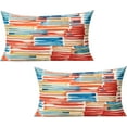 thumbnail image 1 of 12x20 Set of 2 Outdoor Colorful Lumbar Throw Pillow Covers Abstract Modern Couch Furniture Geometric Striped Square Decorative Patio Cushion Covers Home Décor for Bedroom Sofa Bench Porch, 1 of 2