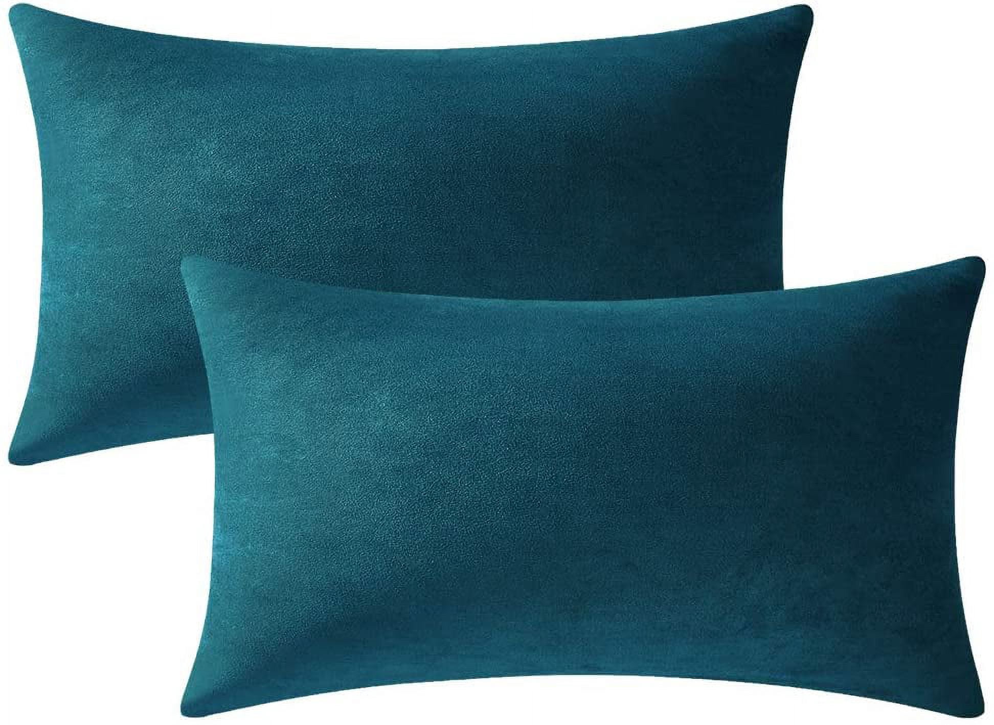 12x20 Throw Pillow Cases Teal: 2 Pack Cozy Soft Velvet Rectangular