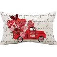 thumbnail image 1 of 12x20 Valentines Pillow Cover Decorative Throw Pillow Case Holiday Home Office Indoor Bedroom Room Decor Seasonal Farmhouse Rustic Decoration Heart Truck, 1 of 1