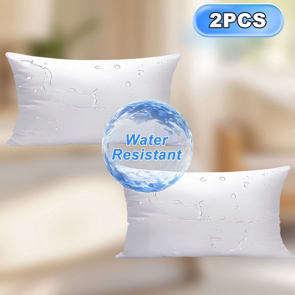12x20 Waterproof Throw Pillow Inserts, 2PK Rectangle Pillow Insert Forms, Decorative Pillows for Couch, All-Weather, White