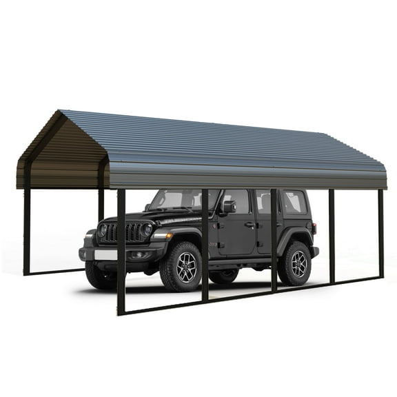 Heavy Duty 12x20 ft Steel Carport - Reinforced Frame All-Weather Protection for 1 Cars, Trucks, Boats, RVs ，Portable Garage Shelter for Yard, Backyard
