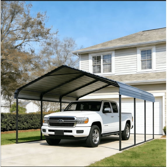 12x20 FT Heavy Duty Metal Carport - Galvanized Steel Frame & Roof, All-Weather & Snow Load Protection for Cars, SUVs, Trucks, RVs, Boats, UV Resistant, Rust-Resistant, Snow-Resistant Portable Shelter