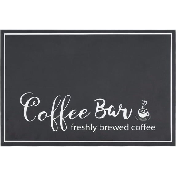 12x20in Absorbent Coffee Bar Mat: Coffee Cup Pattern for Countertops – Fits Under Coffee Maker Espresso Machine – Elegant Kitchen Counter & Dining Room Decoration