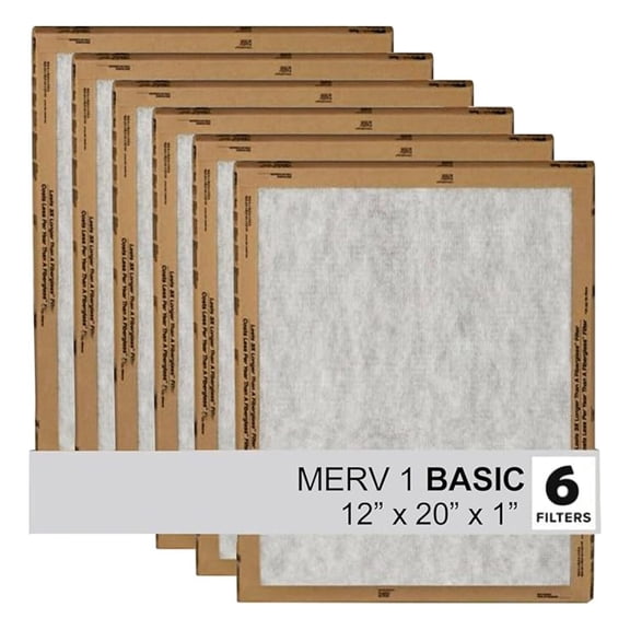 12x20x1 Air Filter 6-Pack, MERV 5 HVAC Filter Replacement - Furnace Filters for Home, Allergy, Dust, Pollen Reduction - Actual Size: 11.81x19.81x0.88 inch