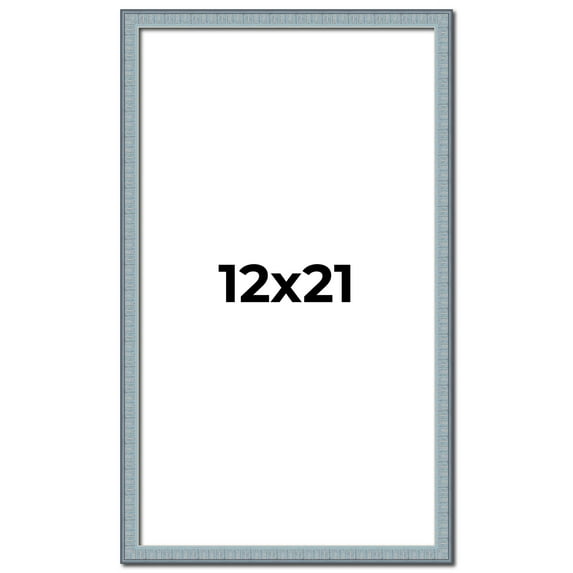 12x21 Frame Blue Scuffed Farm Board Solid Wood Picture Frame Width 0.75 Inches | Interior Depth 0.5