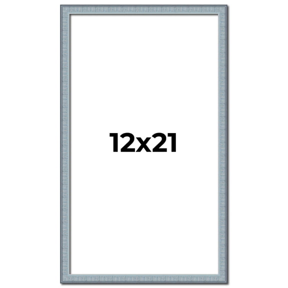 12x21 Frame Blue Scuffed Farm Board Solid Wood Picture Frame Width 0.75 Inches | Interior Depth 0.5