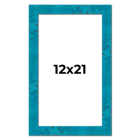 12x21 Frame Blue Teal Burl Wood Picture Frame | 1.75 Inch Moulding Width | Interior Frame Depth 0.5